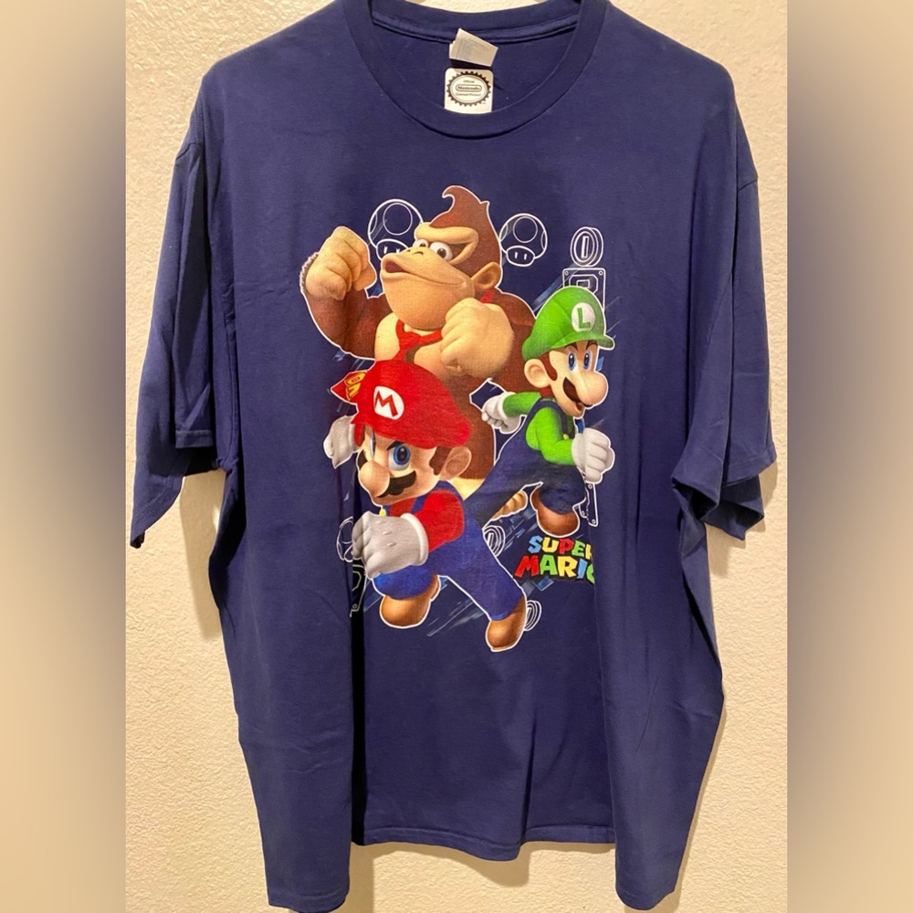 Nintendo Super Mario Character Tee in Navy with Red & Green Accents NWOT